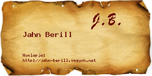 Jahn Berill névjegykártya